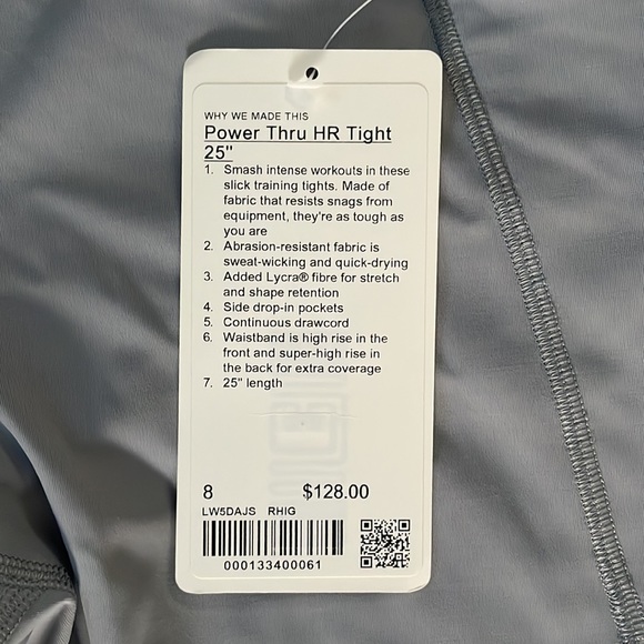NWT Lululemon Power Thru High Waisted Leggings - Picture 2 of 3
